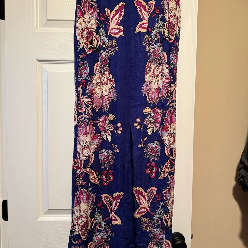 Xhilaration Blue Floral Wide Leg Pants